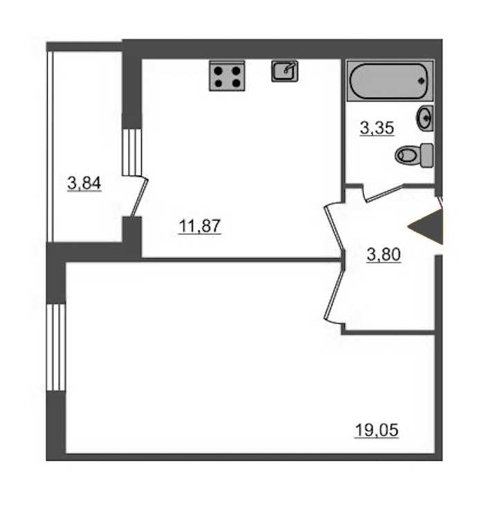 Однокомнатная квартира в : площадь 40.05 м2 , этаж: 1 – купить в Санкт-Петербурге